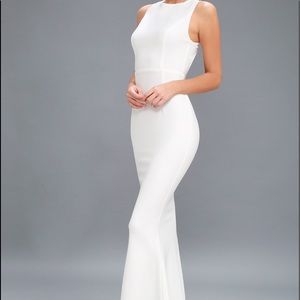 mine white backless maxi dress